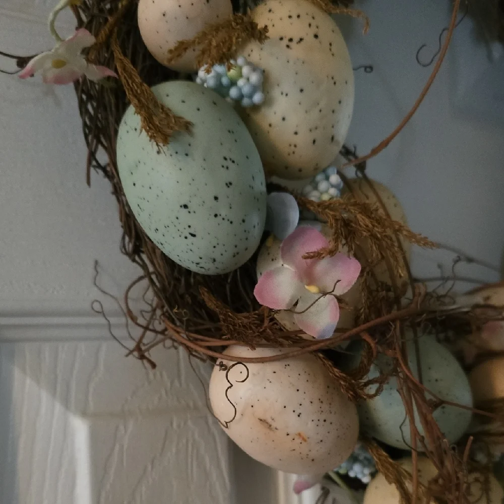 Easter Egg Wreath with Pastel Accents, **Blemish